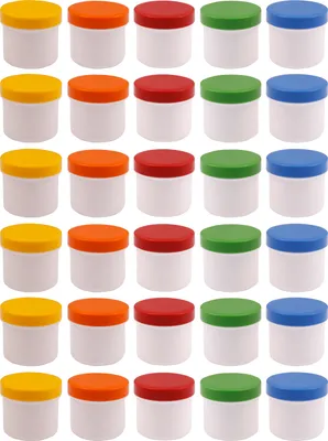 Produktbild von 30 Salbendosen, Cremedosen 25ml flach mit farbigen Deckeln - hergestellt in Deutschland