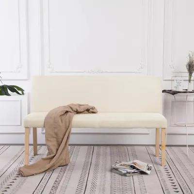 Obrázok produktu pre vidaXL Lavica 139,5 cm krémová biela polyester - Lavice - Lavice do predsiene - Lavice do predsiene