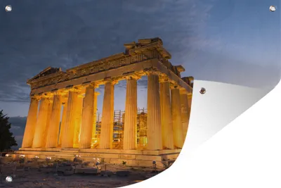 Produktbild von MuchoWow® 120x80 cm Outdoor-Poster Gartendeko Sichtschutz Garten Poster für den Garten  Der beleuchtete Parthenon in Griechenland