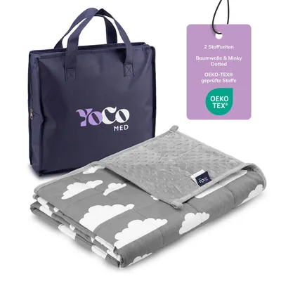 Produktbild von Gewichtsdecke Kinder 150×100 cm, 3,2 kg, Graue Wolken – YoCo