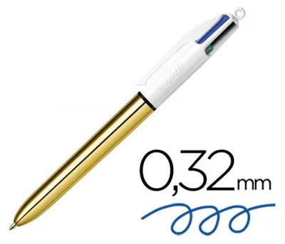 Image de Bic 4 Couleurs Or Stylo Polyvalent 4 Couleurs, Corps Doré élégant - Bic