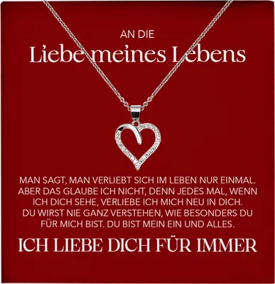 Produktbild von 22Feels Ich Liebe Dich Frauen Geschenk "Meines Lebens" Ehefrau Freundin Herz Halskette Valentinstag Hochzeitstag Jahrestag (Damen Silber 925/000 Schmuck)