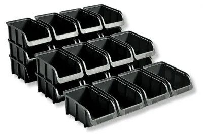 Aufbewahrungsboxen 24er Set, PP, Größe 2, schwarz, 0,73 l
