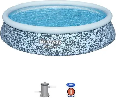 Produktbild von Aufblasbarer Pool Bestway Fast Set, 396 x 84 cm, Rund, mit Filterpumpe und 1 Filterkartusche, 7340 L