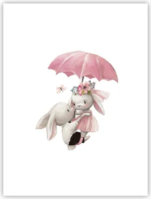 Produktbild von Poster - Poster ohne Rahmen - Hasen Regenschirm Kinder - 30x40 cm - Wand Bild - Wanddeko - Wandbilder - Kunstposter - Wandposter - Bilder - Kunstdruck - Wanddekoration - Wandbild - P2XPA30x40-4777