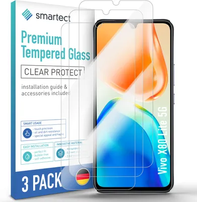 Produktbild von 3x Schutzglas Panzerfolie Klar für Vivo X80 Lite 5G Displayschutz Hartglas Glas