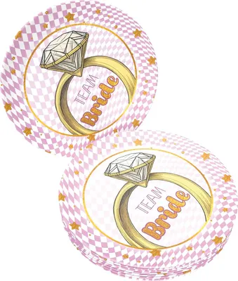 Produktbild von Bachelorette Teller – 8er-Pack, Ø 23 cm, rosa-goldene Deko für den JGA