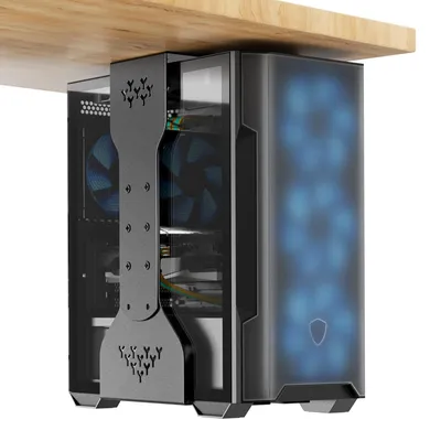Image de Elzusha - Support pour ordinateur portable à fixer sous le bureau, avec hauteur réglable