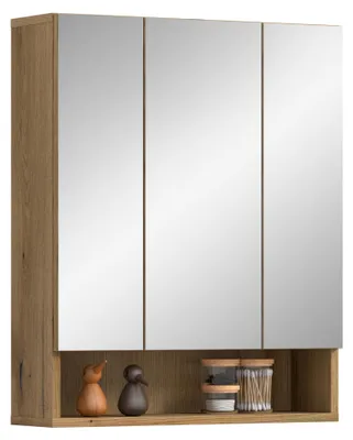 Spiegelkast 60x74x18 cm Evoke Oak, 3 Türen, 6 Böden, 1 Fach