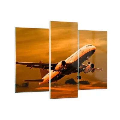 Produktbild von Bilder auf glas - Passagier Flugzeug Flugzeug Flügel - 130x100cm - Glasbilder - Wandbilder - Kunstdruck - Wanddekoration aus Glas - Glas Bilder - Wandbild auf Glas - GCB130x100-0368