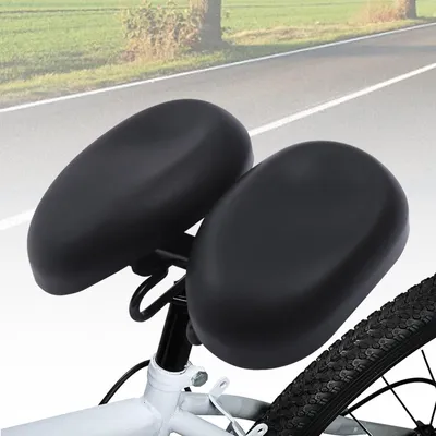 Produktbild von Fahrradsattel - MTB Mountainbike - 2-teiliges Design - Wasserdichtes Leder - Ergonomisch verstellbar - Doppelt gepolstert - Nasenlos - Schwarz