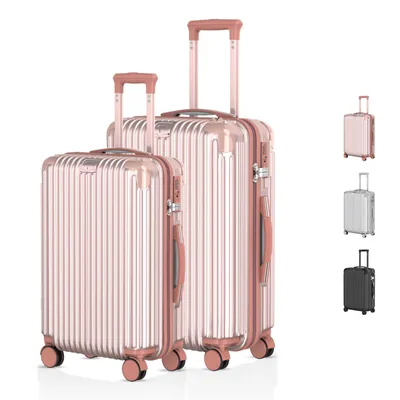 Immagine prodotto di Voyagoux® - Set di valigie da viaggio S/M - Valigia - 2 pezzi - Valigia da viaggio con ruote - Oro rosa - Chiusura TSA