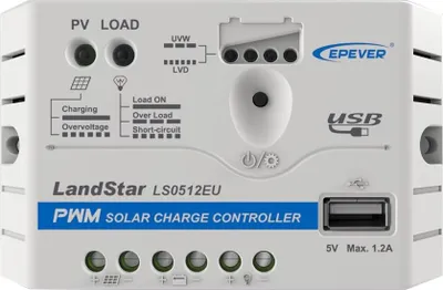 Zdjęcie produktu dla EPEVER LS0512EU kontroler solarny PWM 12V, 5A, wejście 30V