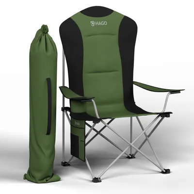 Produktbild von Outdoor Campingstuhl Grün Klappbar Wetterfest mit Getränkehalter Seitentasche Robust Leicht Transportabel für Camping Festivals Garten