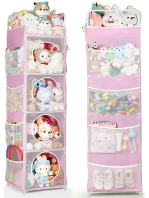 Imagen del producto de Solidchoice: Estantería para juguetes en color rosa, con 5 niveles y 8 compartimentos