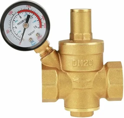 Obrázek produktu pro Mosazný reduktor tlaku, nastavitelný mosazný regulátor tlaku DN20 s manometrem