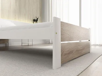 Produktbild von IKAROS Doppelbett 90 x 200 cm, weiß/sonoma Eiche, Matratze: ohne Matratze, Lattenrost: mit Lattenrost