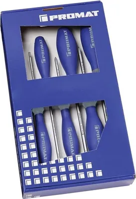 Produktbild von Schraubendrehersatz 6-tlg.Schlitz/PH 3K-Griff Rundkl.PROMAT