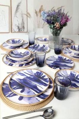 Immagine prodotto di Set di stoviglie Keramika - Brush & Bloom - 18 pezzi - 6 persone - gres