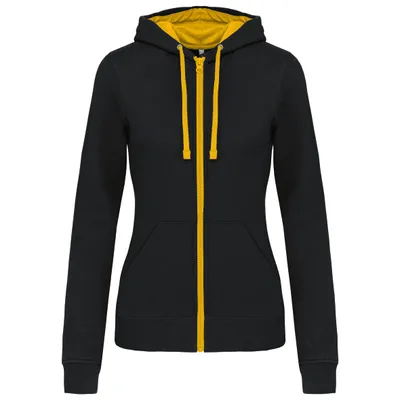 Produktbild von Kariban DAMEN-KAPUZENSWEATSHIRT BICOLOR mit Reißverschluss