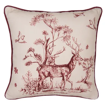 Produktbild von Clayre & Eef Kissenbezug 40x40 cm Weiß Rosa Baumwolle Quadrat Rentier