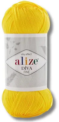 Productafbeelding van Alize 1x 100g Diva Fine wol, effen kleur, geschikt voor haken en breien (zonnegeel - 110)