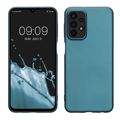 Produktbild von kwmobile Case kompatibel mit Samsung Galaxy A23 4G / 5G Hülle - Schutzhülle aus Silikon metallisch schimmernd - Handyhülle Metallic Karibikblau