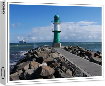 Produktbild von raxxa Premium-Puzzle "Rostock Warnemünde Leuchtturm Mole", 1000 Teile