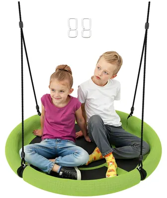 Obrázek produktu pro Hnízdová houpačka – kulatá houpačka – Ø 98 cm – výškově nastavitelná – do 100 kg – kovový rám – od 14 let – zelená