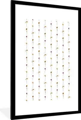 Produktbild von MuchoWow® MuchoWow® Gerahmtes Poster Blumen - Pastell - Muster 60x90 cm - Poster mit zchwarzem Bilderrahmen - Dekoration - Wandposter Wohnzimmer - Hochwertig