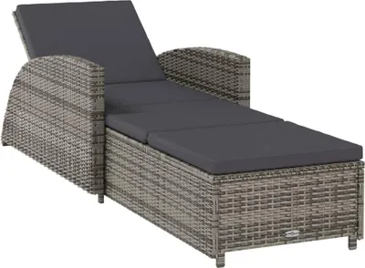 Produktbild von vidaXL Sonnenliege mit Dunkelgrauer Auflage Poly Rattan Grau