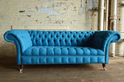 Zdjęcie produktu dla Blaue Chesterfield Leder Couch Klassische Sofa Sitz Polster Stoffsofas