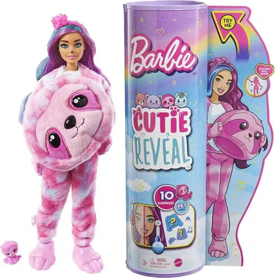 Produktbild von Mattel HJL59 - Barbie - Cutie Reveal - Puppe mit 10 Überraschungen, Faultier-Edition
