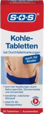 Produktbild von SOS Kohletabletten bei Durchfallerkrankungen 30er Packung