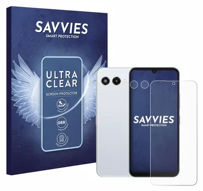 A product shot showing a phone and its screen protector packaging.