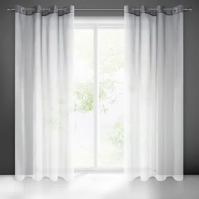 Produktbild von Vorhang RAVIA weiß dunkelgrau 140x250 cm  Ösen Ösenvorhang