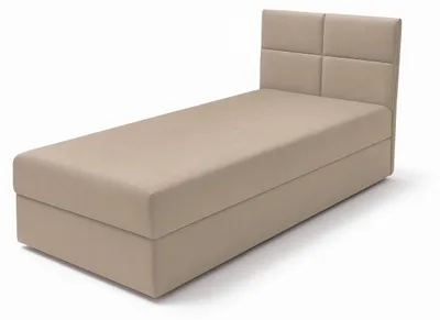 Obrázek produktu pro Studentská čalouněná postel - 90x200 cm - Béžová - s úložným prostorem a čelem - Moderní jednolůžko - Pružinový zvedací mechanismus