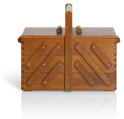 Nähkasten aus dunklem Holz, M, 36x28x19 cm, braun