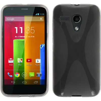 Produktbild von PhoneNatic Case kompatibel mit Motorola Moto G - grau Silikon Hülle X-Style + 2 Schutzfolien