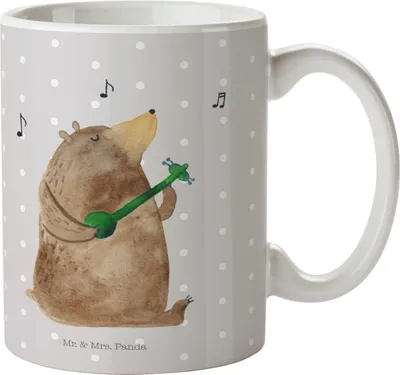 Produktbild von Mr. & Mrs. Panda Pott Bär Lied - Grau Pastell - Geschenk, cappuccinotasse, Freundin, Tasse, Valentine, milchkaffeetasse, Kaffeetasse, Valentinstag, Frau, Herz, Becher