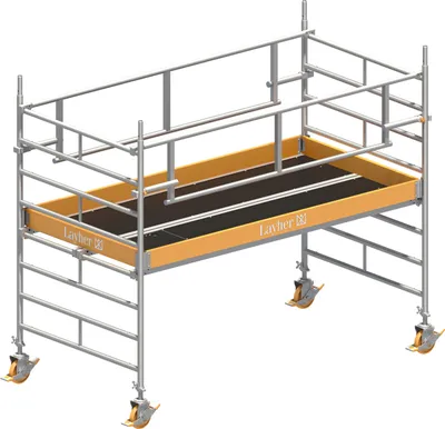Produktbild von Layher Rollgerüst Uni Breit P2 Safety Plus mit Doppelgeländer 3,20m AH