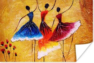 Produktbild von MuchoWow® Poster Gemälde - Frauen - Kleid - Öl 120x80 cm - Bilder