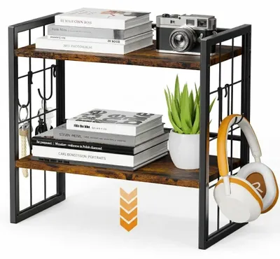 Schreibtisch-Organizer 2-stufig, verstellbar, mit Haken, 36,8x20x40 cm