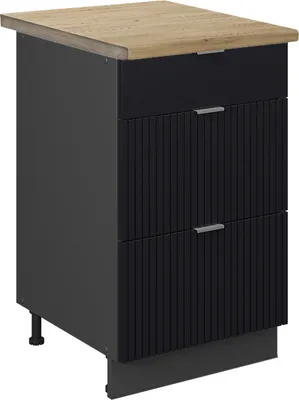 Produktbild von Küchenunterschrank Vicco Fame-Line Schwarz gestreift/Anthrazit 50 cm, AP Eiche, Model 50696