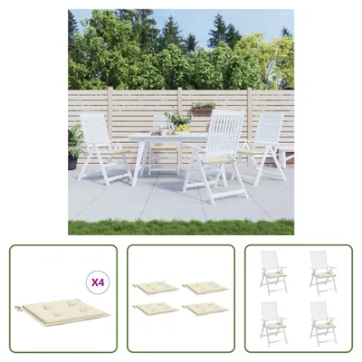 Produktbild von The Living Store Gartenstuhl-Kissen 4 Stk. Creme 40x40x3 cm Oxford-Gewebe