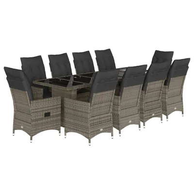 Immagine prodotto di vidaXL set bistrot da giardino 11 pezzi con cuscini in polirattan grigio