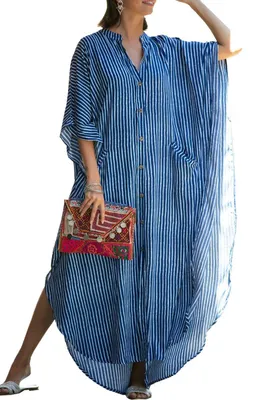Productafbeelding van LikeJump Dames, bohemien stijl, kimono, oversized, strandjurken, lange jurken, badpak, Cove