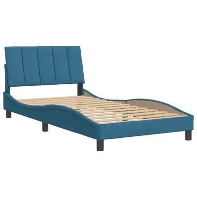 Productafbeelding van Bedframe zonder matras "Hanko" fluweel blauw 100x200 cm