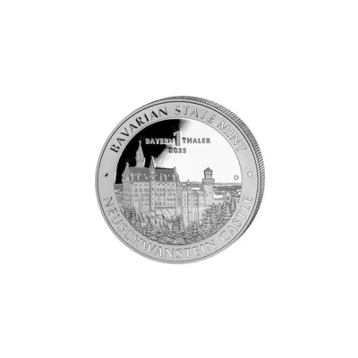 Immagine prodotto di moneta d'argento da 1 oz 1 Bayernthaler Castello di Neuschwanstein 2025 Zecca bavarese 1 oz d'argento