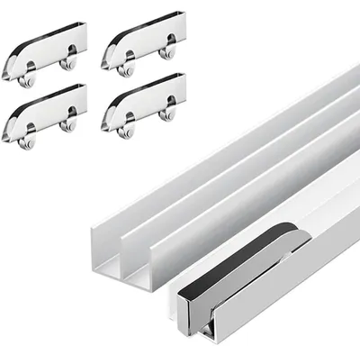 Immagine prodotto di Set di guide scorrevoli in alluminio per porte in vetro